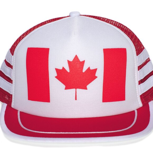 Canada Canadian Flag Hat Classic 3 Stripe Cap Truckers Adult One-Size Vintage - Picture 1 of 3
